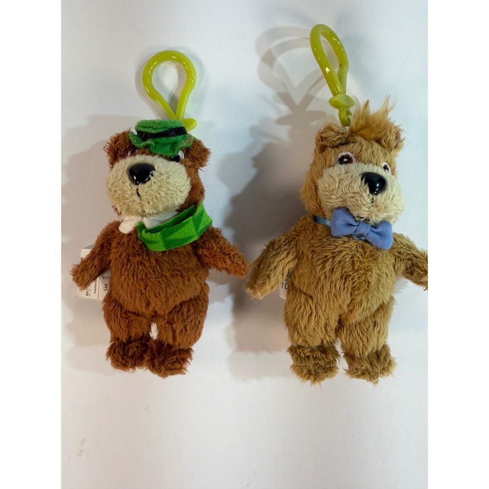 Yogi Bear and Boo Boo Plush Keychain Clip Set Hanna-Barbera Brown Figures 4.5in